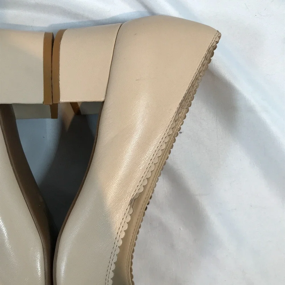 Lauren Ralph Lauren Beige Block Heel‎ Leather Slip On Heels Womens US 10M EU 40